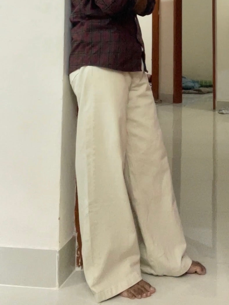 Sand beige wide leg pants